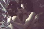 Brunette kiss.