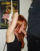 Redhead blowjob w/ hands tied