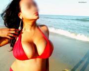 Indian babe in red bikini