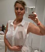 Mom was nervous about her new job. She texted me this asking, "Is this shirt professional enough?".