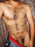 Nice pole, hangers, body hair.