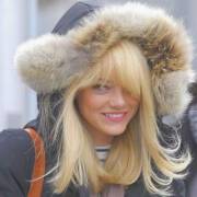 Emma Stone's messy blonde bangs