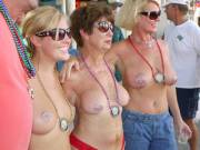 Mom daughter &amp; grandmother go topless at Fantasy Fest in Key West Florida.