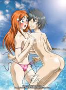 Tatsuki teaching Orihime how to relax