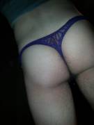 Purple lacy thong