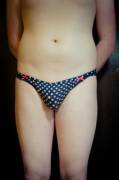 Navy with polka dots