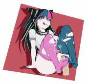 Ibuki Mioda finishing off a footjob (bardan) [Danganronpa]