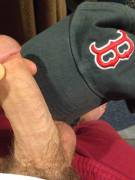 my cock &amp; a RedSox hat