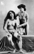 Two Vintage Slaves with Chains and Chastity Belts (x-post from /r/OldenPorn)