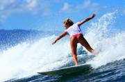 Blue sky and a surf babe