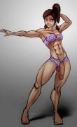 She works out