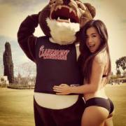 Mascot and hot girl