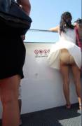 Upskirt on the ferry.