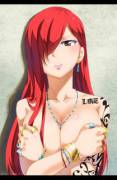 Erza showing some cleavage