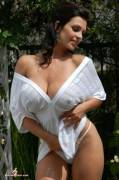 In white