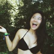 Blurry black bikini shot