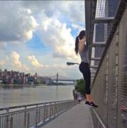 Her rack makes pullups difficult