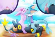 A very hot 3-way. Umbreon/Luxray Hybrid [M] X Espeon [F] X Vaporeon [F]