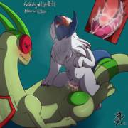 Absol [M] riding on Flygon [M]