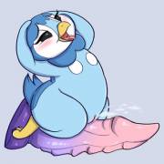 Piplup [F] riding on her toy