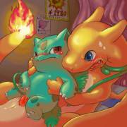 Charizard [M] and Ivysaur [F] trying out things