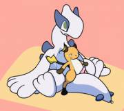 Raichu [M] riding Lugia [M]