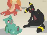 Bulbasaur [M], Umbreon [M], and Charmeleon [M]