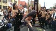 A lovely girl being tied up at Folsom Street Fair today :)