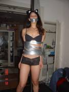 Taped up kitten (x-post /r/cat_girls)