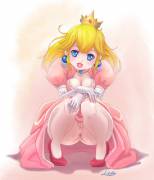 Princess Peach gives a peek at her perfect pussy (LadyLilithDraws)