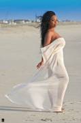 Black girl in sheer white cloth