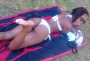 Black girl in a bikini