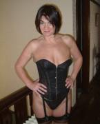 Milf in a black corset