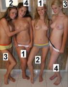 4 hot young ladies. Top rank is sexiest, bottom is cutest.