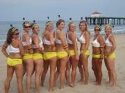 Some nice athletic women posing on the beach