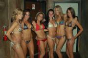 5 very attractive women in bikinis... and a sixth one that scares the fuck out of me