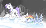 It’s okay Rainbow Dash, nobody can resist Rarity’s charms. (artist: braddo)