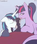 Good team [Twilight][Shining Armor][M/F][M/M][blowjob][not incest.. well, not really] (artist: cobalt snow)