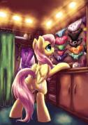 Which one? [Fluttershy][solo] (artist: dimwitdog)