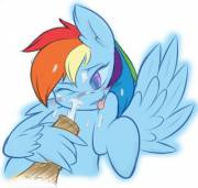 Rainbow Dash uses wings. It's super effective. [M/F][cumshot] (artist: ambris)