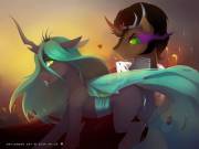 Demigods [King Sombra and Queen Chrysalis] (artist: Antiander)