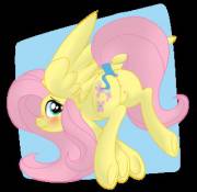 Fluttershy with a raised tail wrap [solo] (artist: mostazathy)