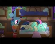 Rainbow Dash watching Lyra and Bonbon 69