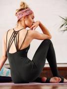 Blonde in yoga unitard