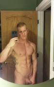 Hard bodied ginger bathroom mirror selfie by "Johnny V"