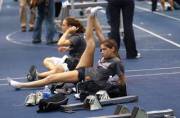 Stretching at the track