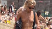 Beauty blonde Topless Beach