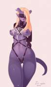 Draenei in a bondage outfit