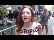 Rachel Jessee on GOTOPLESS day New York parade.