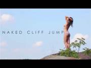 Toppless Girls Cliff Jump